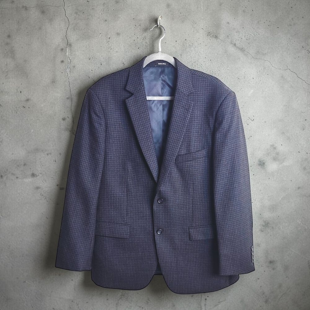 Pronto Uomo Navy Checkered Blazer